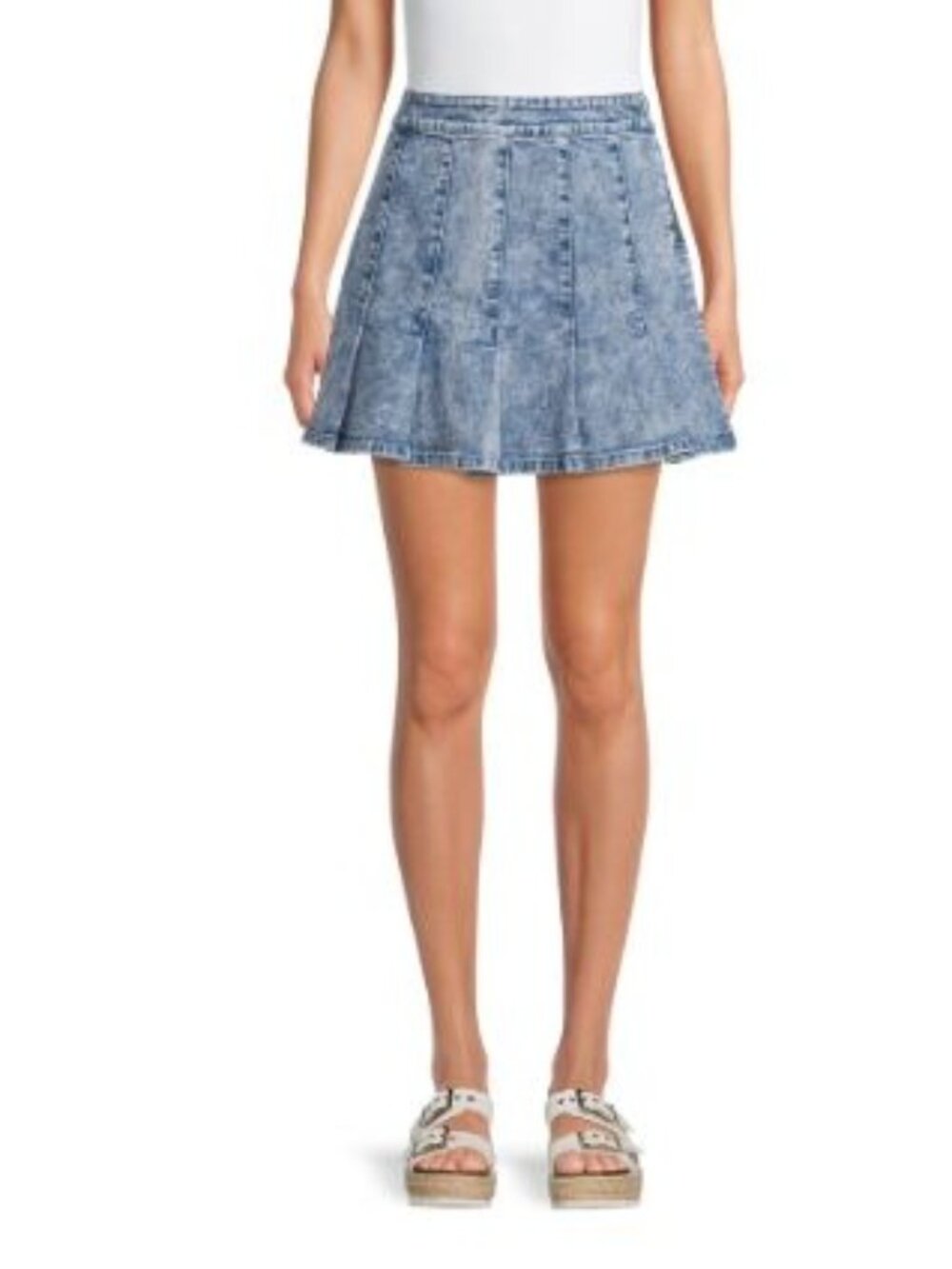 NOBO Pleated Skirt Womens Junior Size 13 blue acid wash jean denim - Picture 2 of 12